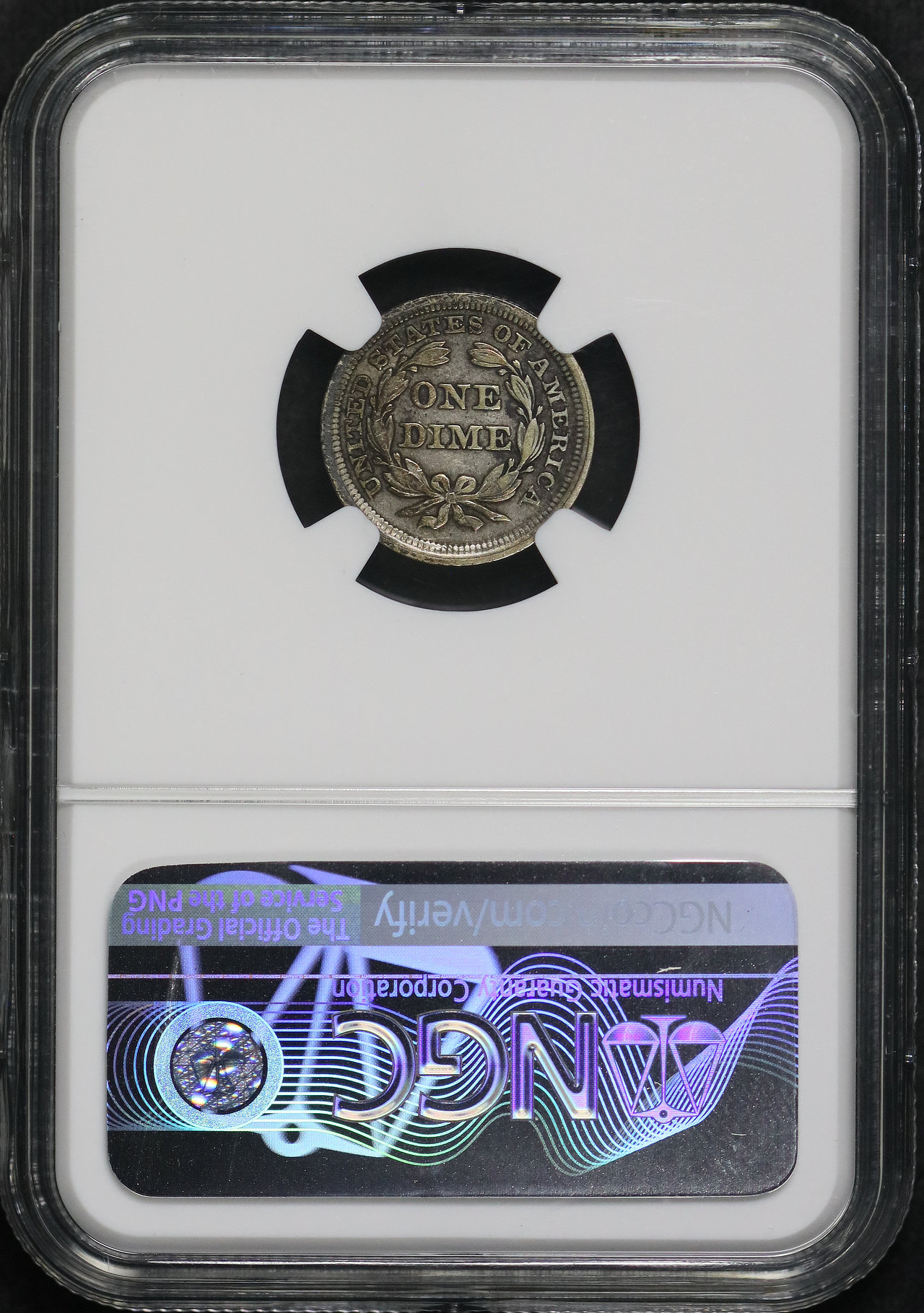 Reverse of this 1853 Liberty Seated Dime Arrows NGC VF-35