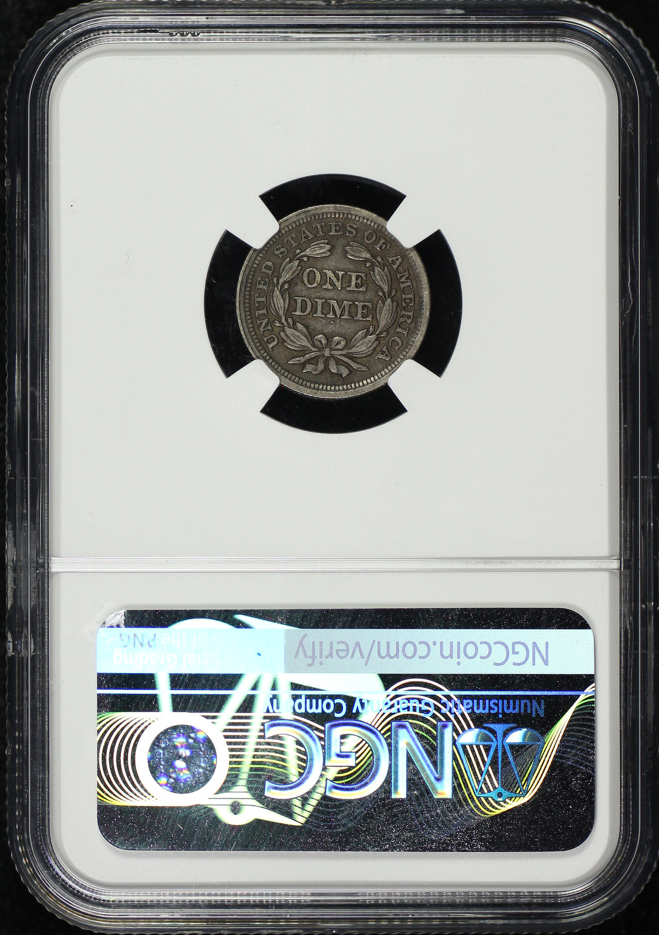 Reverse of this 1853 Liberty Seated Dime Arrows NGC XF-40