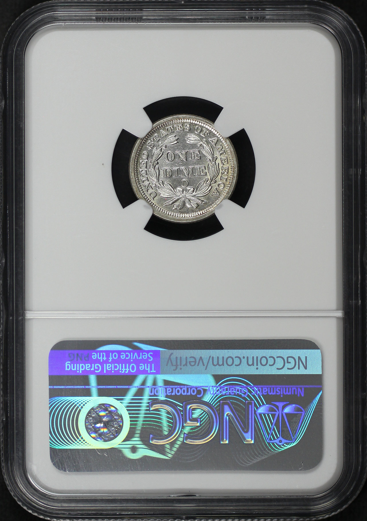 Reverse of this 1853-O Liberty Seated Dime Arrows NGC AU-58