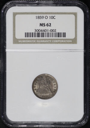 Obverse of this 1859-O Liberty Seated Dime NGC MS-62