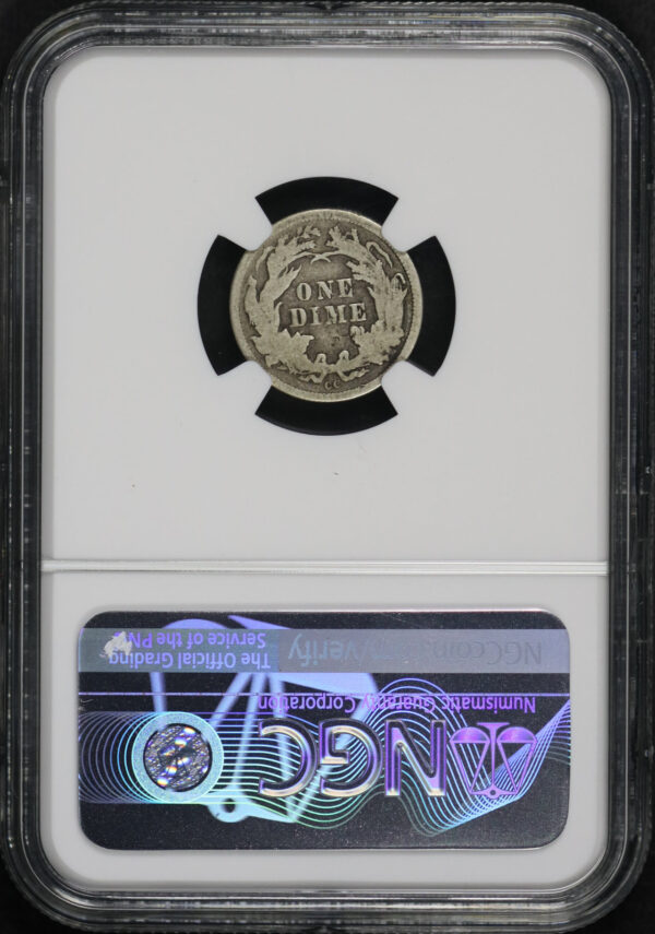 Reverse of this 1876-CC Liberty Seated Dime NGC VG-10