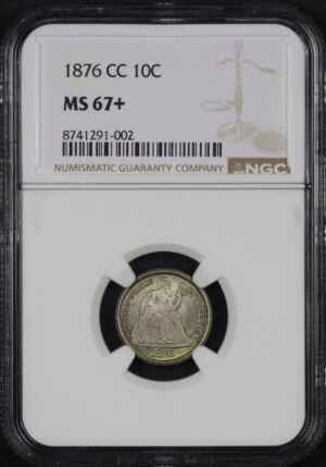 Obverse of this 1876-CC Liberty Seated Dime NGC MS-67+