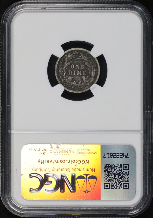 Reverse of this 1877-CC Liberty Seated Dime NGC XF-40