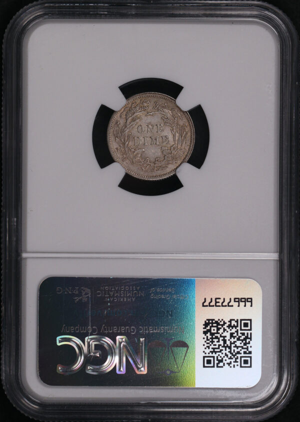 Reverse of this 1877-CC Liberty Seated Dime NGC AU-58