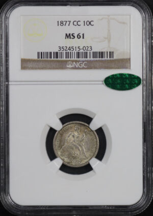 Obverse of this 1877-CC Liberty Seated Dime NGC MS-61 CAC