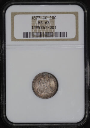 Obverse of this 1877-CC Liberty Seated Dime NGC MS-62