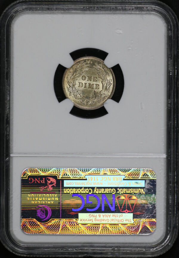 Reverse of this 1877-CC Liberty Seated Dime NGC MS-63