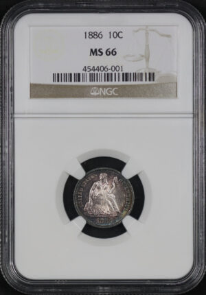 Obverse of this 1886 Liberty Seated Dime NGC MS-66