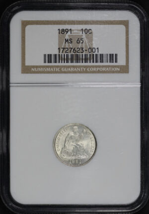 Obverse of this 1891 Liberty Seated Dime NGC MS-65