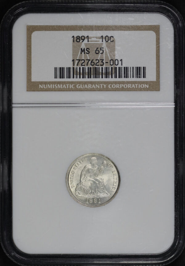 Obverse of this 1891 Liberty Seated Dime NGC MS-65