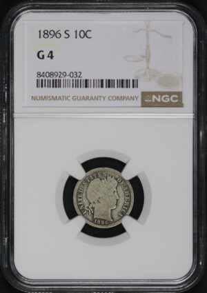 Obverse of this 1896-S Barber Dime NGC G-4