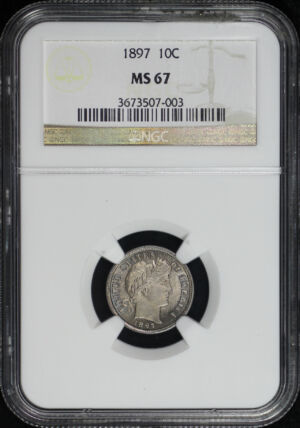 Obverse of this 1897 Barber Dime NGC MS-67