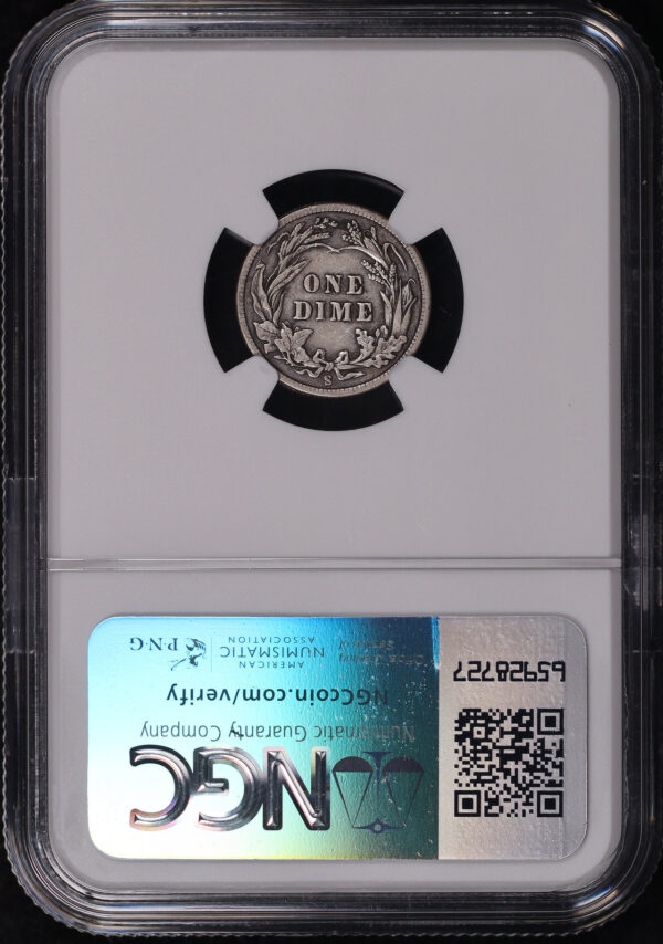 Reverse of this 1904-S Barber Dime NGC VF-30 CAC
