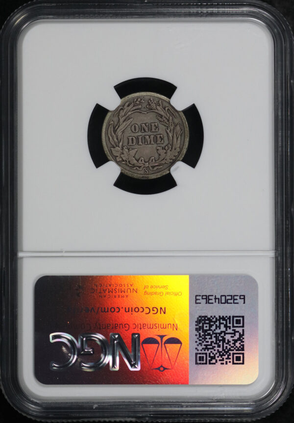 Reverse of this 1909-S Barber Dime NGC F-12