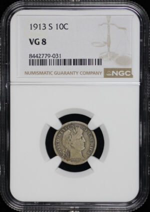 Obverse of this 1913-S Barber Dime NGC VG-8