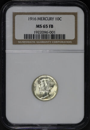 Obverse of this 1916 Mercury Dime NGC MS-65 FB