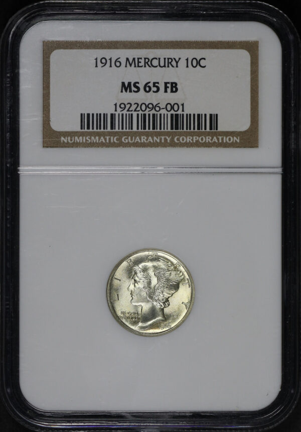 Obverse of this 1916 Mercury Dime NGC MS-65 FB