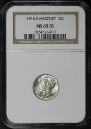 Obverse of this 1916-S Mercury Dime NGC MS-65
