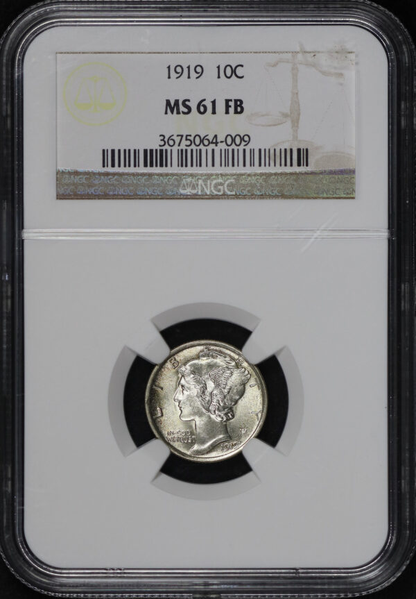 Obverse of this 1919 Mercury Dime NGC MS-61 FB