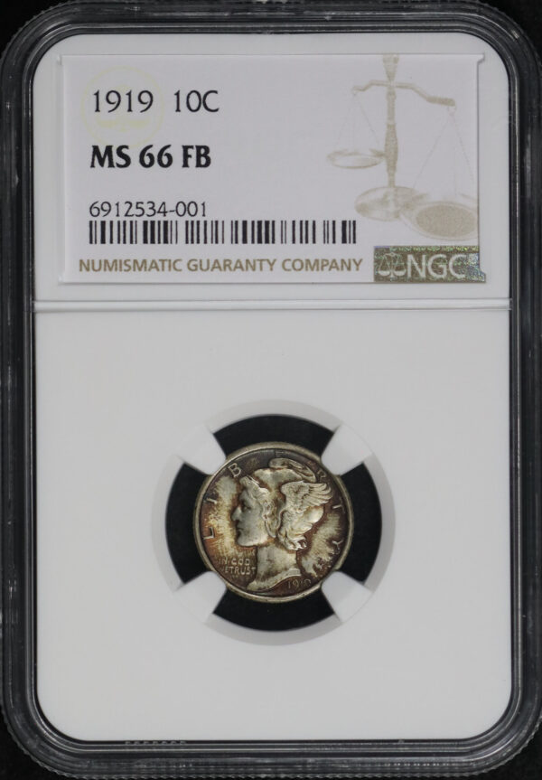 Obverse of this 1919 Mercury Dime NGC MS-66 FB