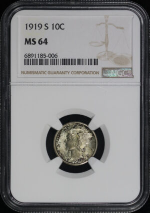 Obverse of this 1919-S Mercury Dime NGC MS-64