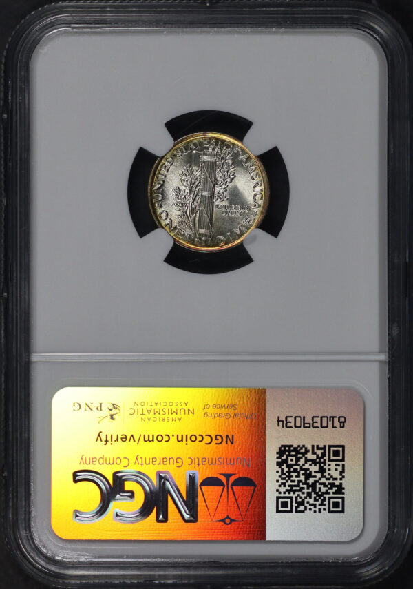 Reverse of this 1925-D Mercury Dime NGC MS-66+ FB