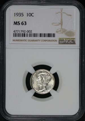Obverse of this 1935 Mercury Dime NGC MS-63