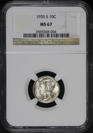 Obverse of this 1935-S Mercury Dime NGC MS-67