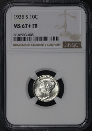 Obverse of this 1935-S Mercury Dime NGC MS-67+ FB