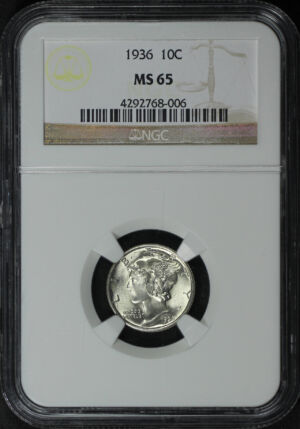 Obverse of this 1936 Mercury Dime NGC MS-65