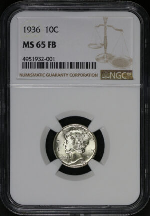 Obverse of this 1936 Mercury Dime NGC MS-65 FB