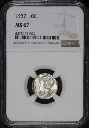Obverse of this 1937 Mercury Dime NGC MS-67