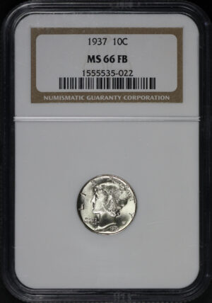 Obverse of this 1937 Mercury Dime NGC MS-66 FB