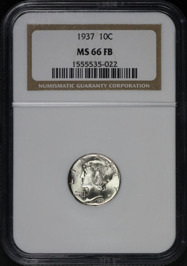 Obverse of this 1937 Mercury Dime NGC MS-66 FB