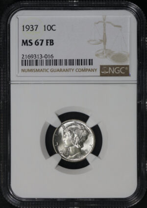 Obverse of this 1937 Mercury Dime NGC MS-67 FB