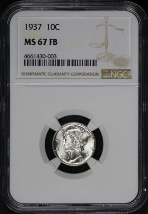 Obverse of this 1937 Mercury Dime NGC MS-67 FB