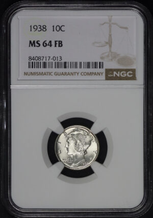 Obverse of this 1938 Mercury Dime NGC MS-64 FB