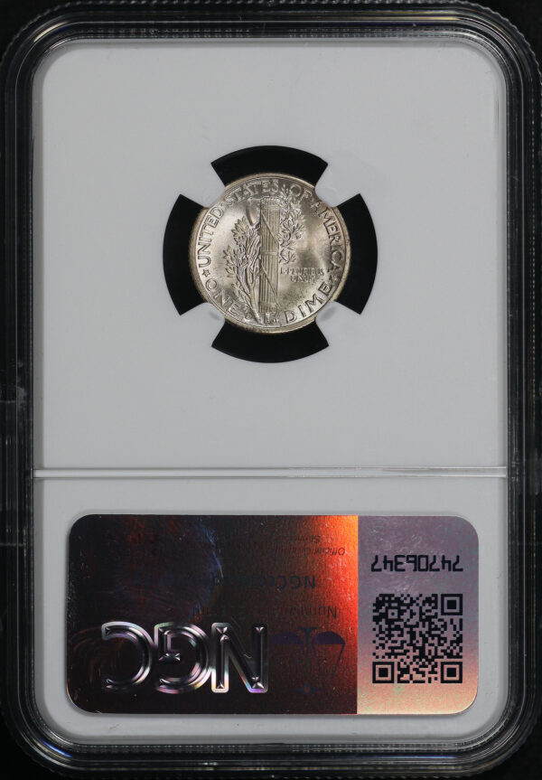 Reverse of this 1938-D Mercury Dime NGC MS-64 FB