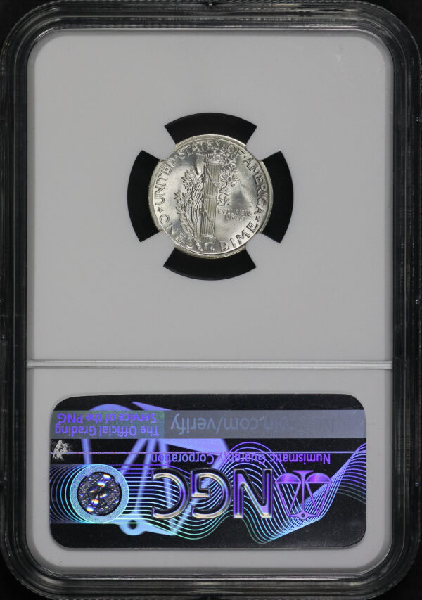 Reverse of this 1938-D Mercury Dime NGC MS-65 FB