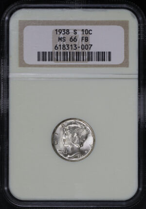 Obverse of this 1938-S Mercury Dime NGC MS-66 FB