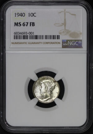 Obverse of this 1940 Mercury Dime NGC MS-67 FB