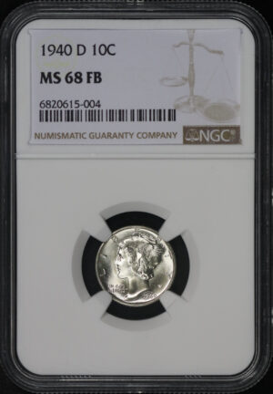 Obverse of this 1940-D Mercury Dime NGC MS-68 FB