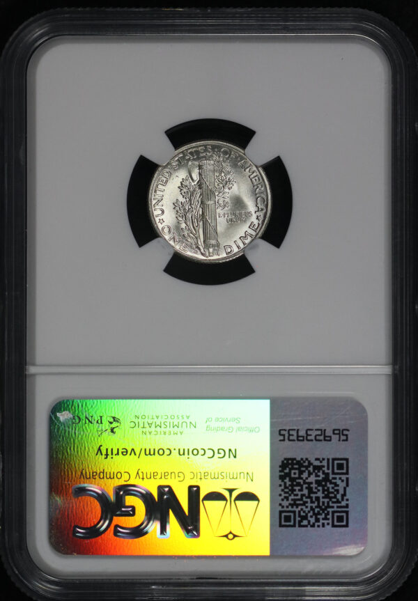 Reverse of this 1940-D Mercury Dime NGC MS-68 FB