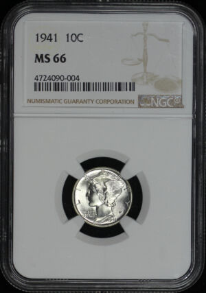 Obverse of this 1941 Mercury Dime NGC MS-66