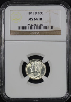 Obverse of this 1941-D Mercury Dime NGC MS-64 FB