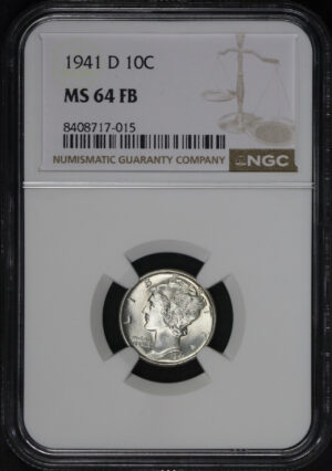 Obverse of this 1941-D Mercury Dime NGC MS-64 FB
