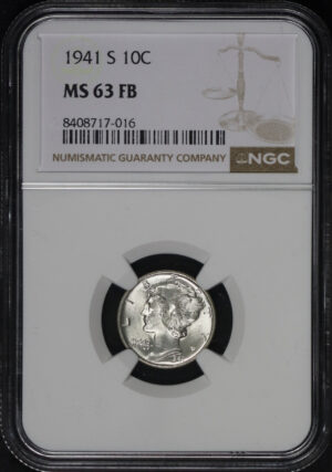 Obverse of this 1941-S Mercury Dime NGC MS-63 FB