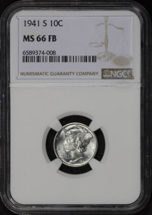Obverse of this 1941-S Mercury Dime NGC MS-66 FB