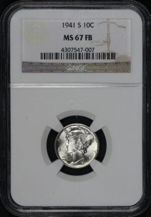 Obverse of this 1941-S Mercury Dime NGC MS-67 FB