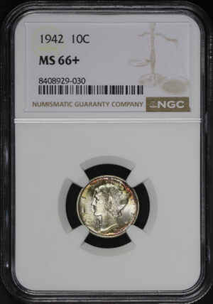 Obverse of this 1942 Mercury Dime NGC MS-66+